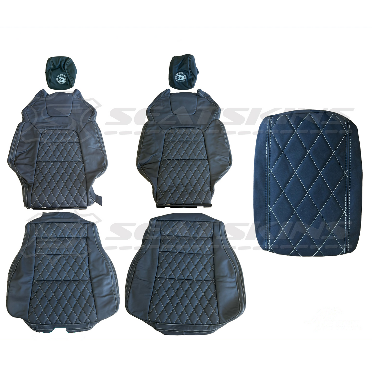LEATHER SEATS TRIM KIT FOR HSV VE GTS FRONT 2 SEATS BLACK NAPPA LEATHER W/DIAMONDS