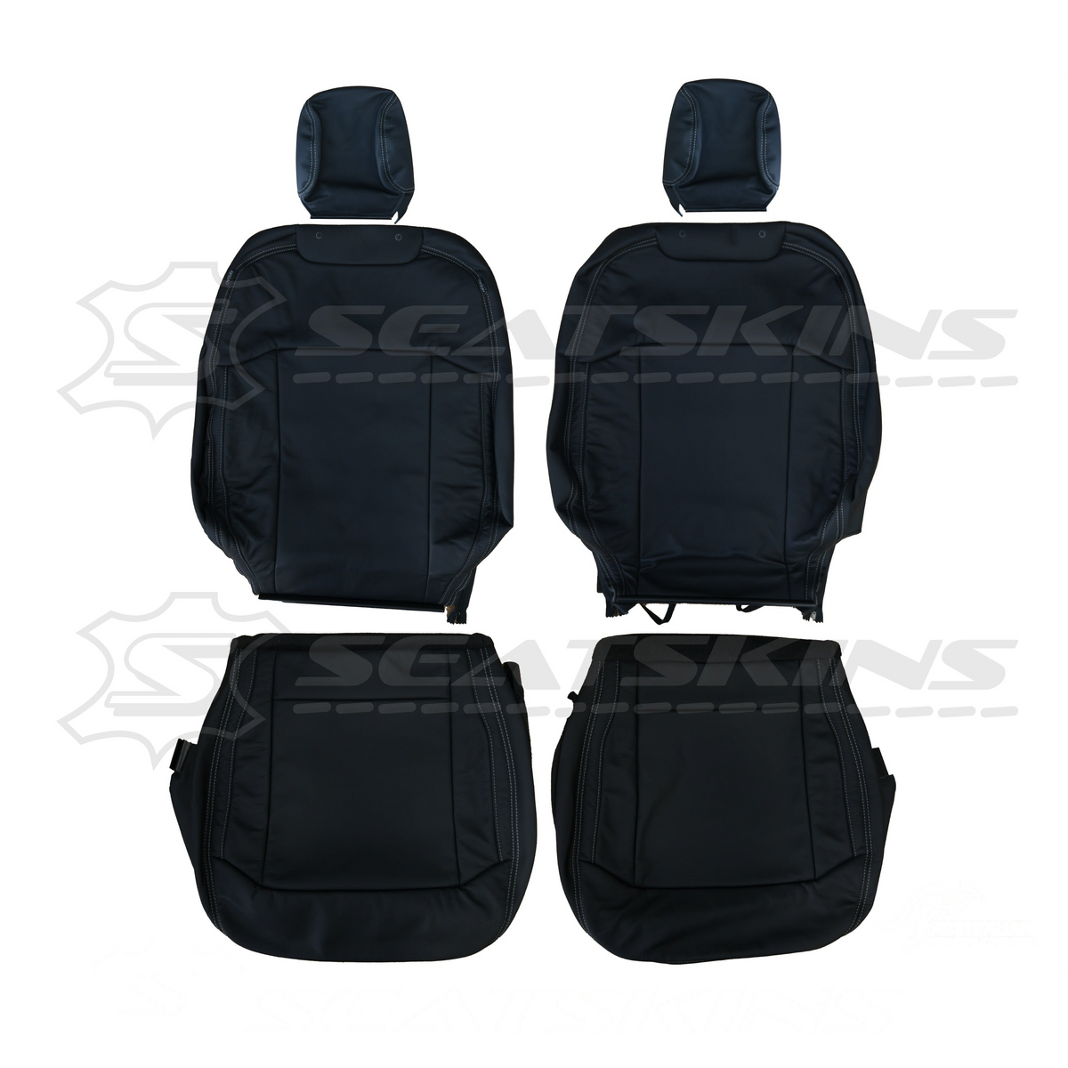 LEATHER SEATS TRIM KIT FOR FORD RANGER XL/XLT/SUPER DUTY FRONT SEATS BLACK & SILVER
