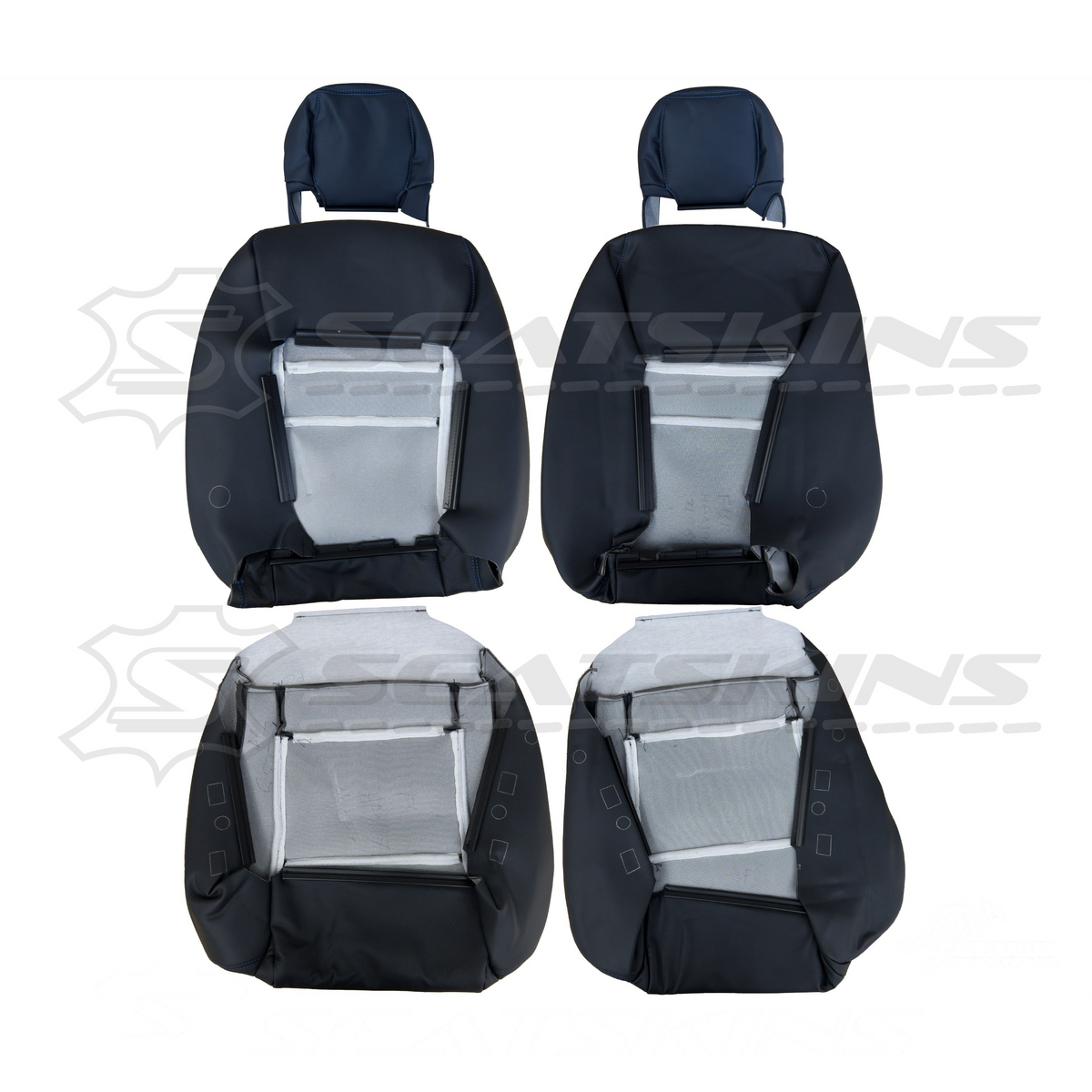 LEATHER SEATS TRIM KIT FOR HOLDEN VZ SVZ 2 SEATS BLUE STITCHING SVZ LOGO