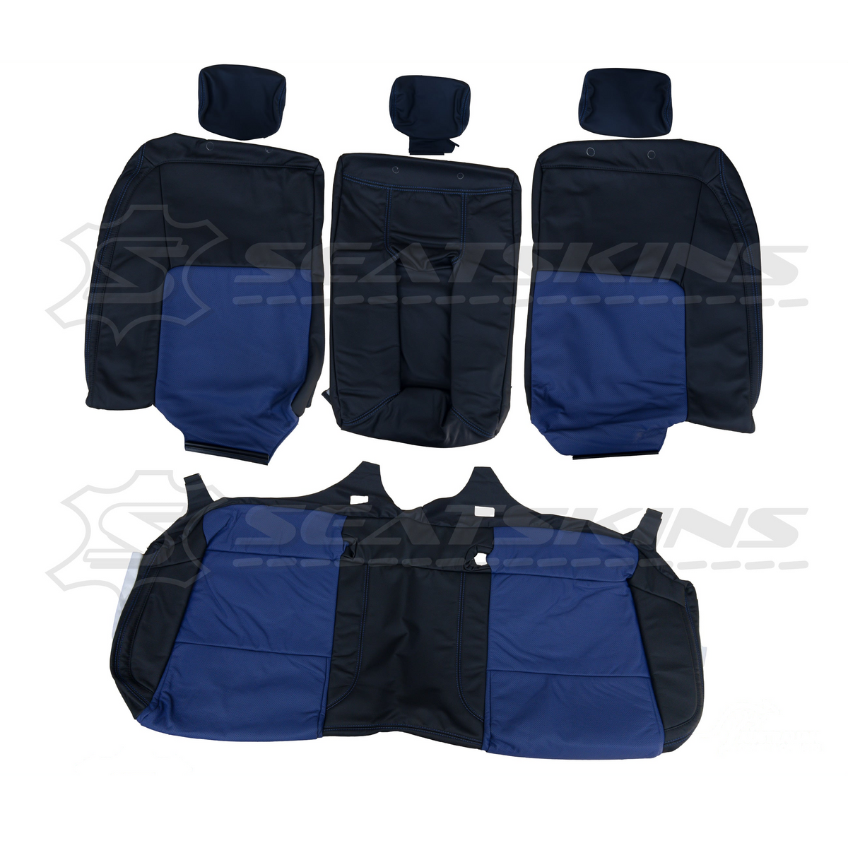 LEATHER SEATS TRIM KIT FOR HOLDEN VE CLUBSPORT 5 SEATER BLUE INSERTS BLUE STITCHING