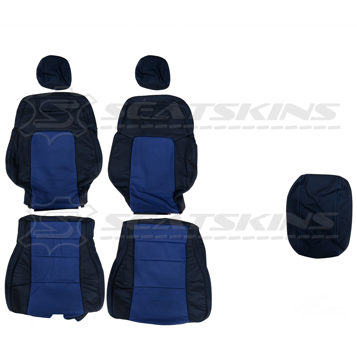 LEATHER SEATS TRIM KIT FOR HOLDEN VE CLUBSPORT 5 SEATER BLUE INSERTS BLUE STITCHING
