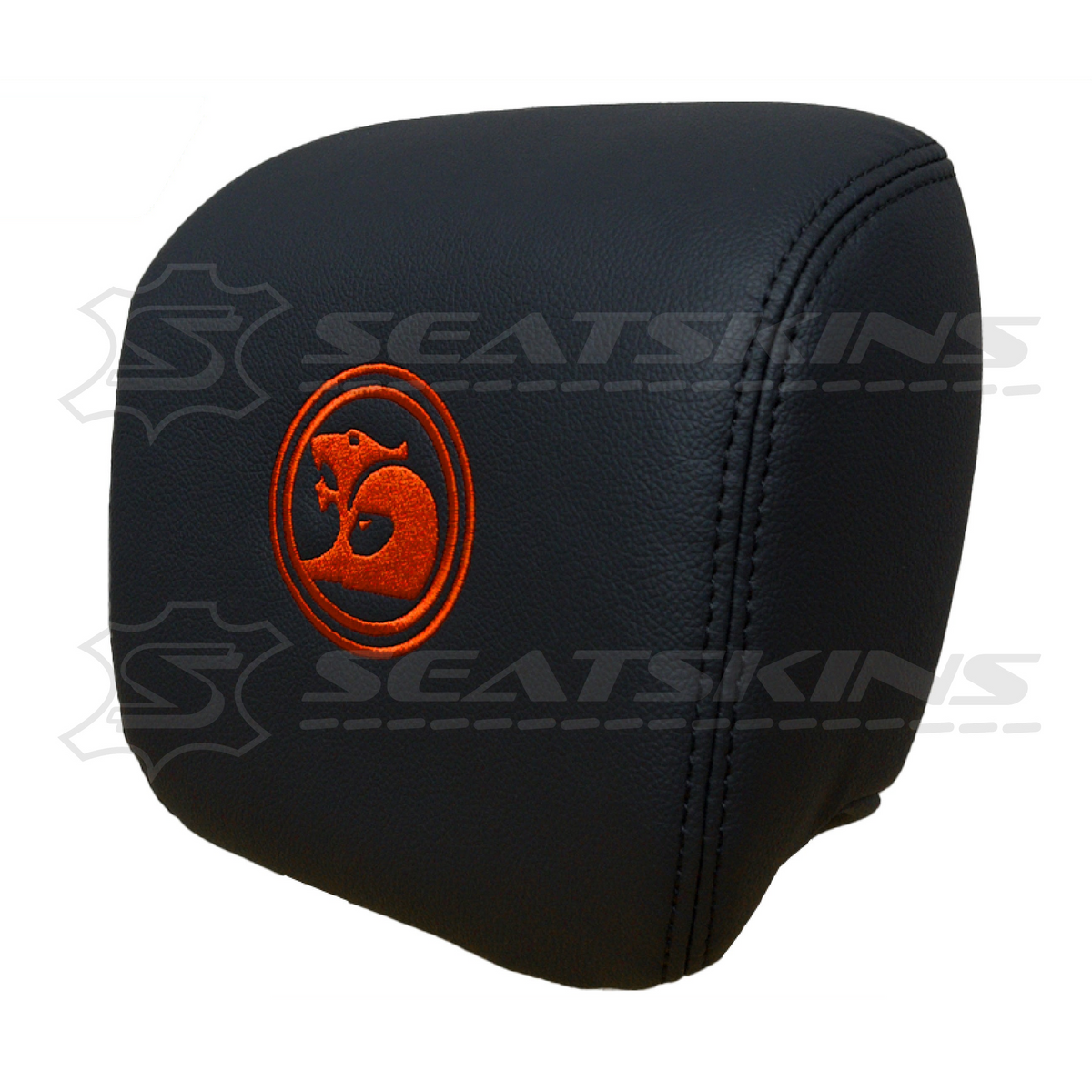 Headrest covers pair for VE SS/sv6 s2 onyx black leatherette custom HSV logo – product view 12