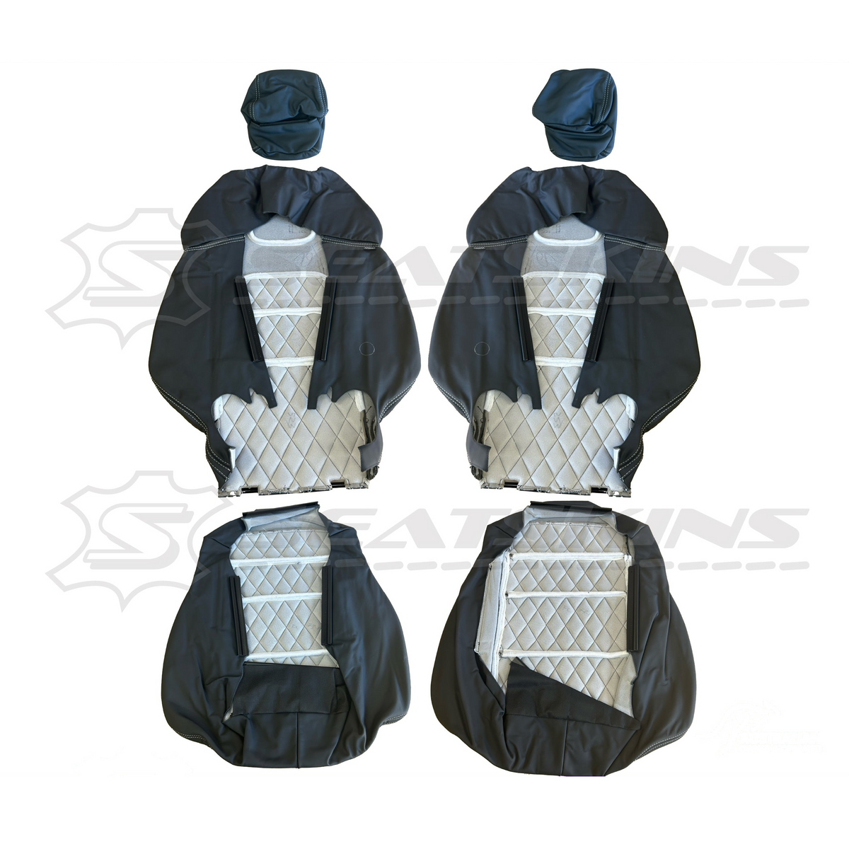 LEATHER SEATS TRIM KIT FOR HSV VE GTS FRONT 2 SEATS BLACK NAPPA LEATHER W/DIAMONDS