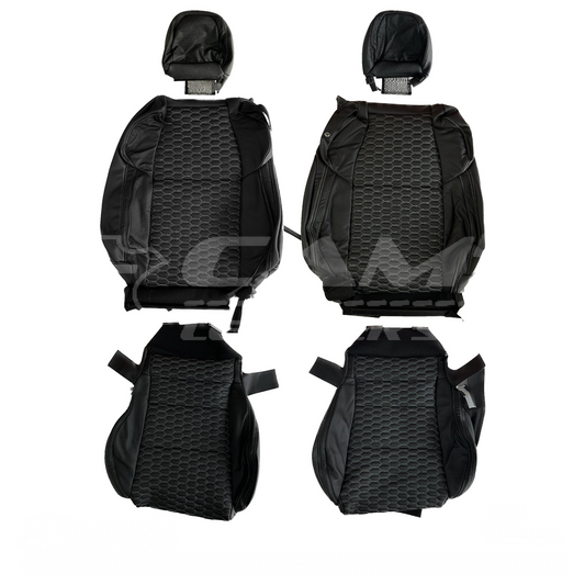 Replacement leather seat trim kit for TOYOTA g86 2 front seats black with silver hex stitch