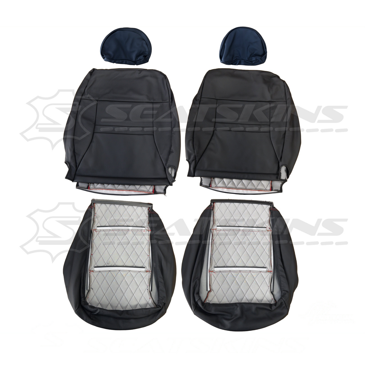 LEATHER SEATS TRIM KIT SKINS FOR FORD AU SEDAN RED XR LOGO DIAMOND STITCH