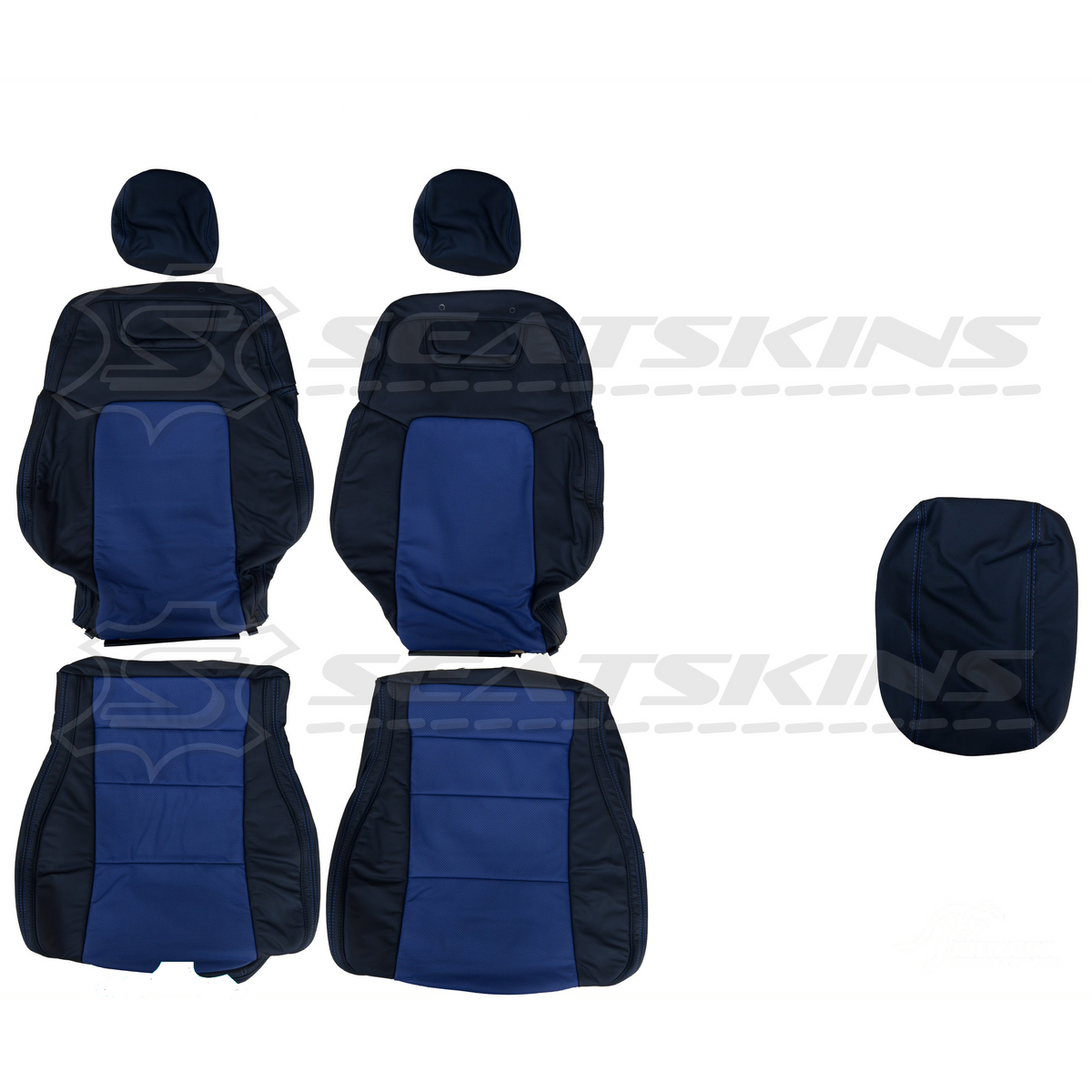 LEATHER SEATS TRIM KIT FOR HOLDEN VE CLUBSPORT 2 SEATS BLUE INSERTS BLUE STITCHING