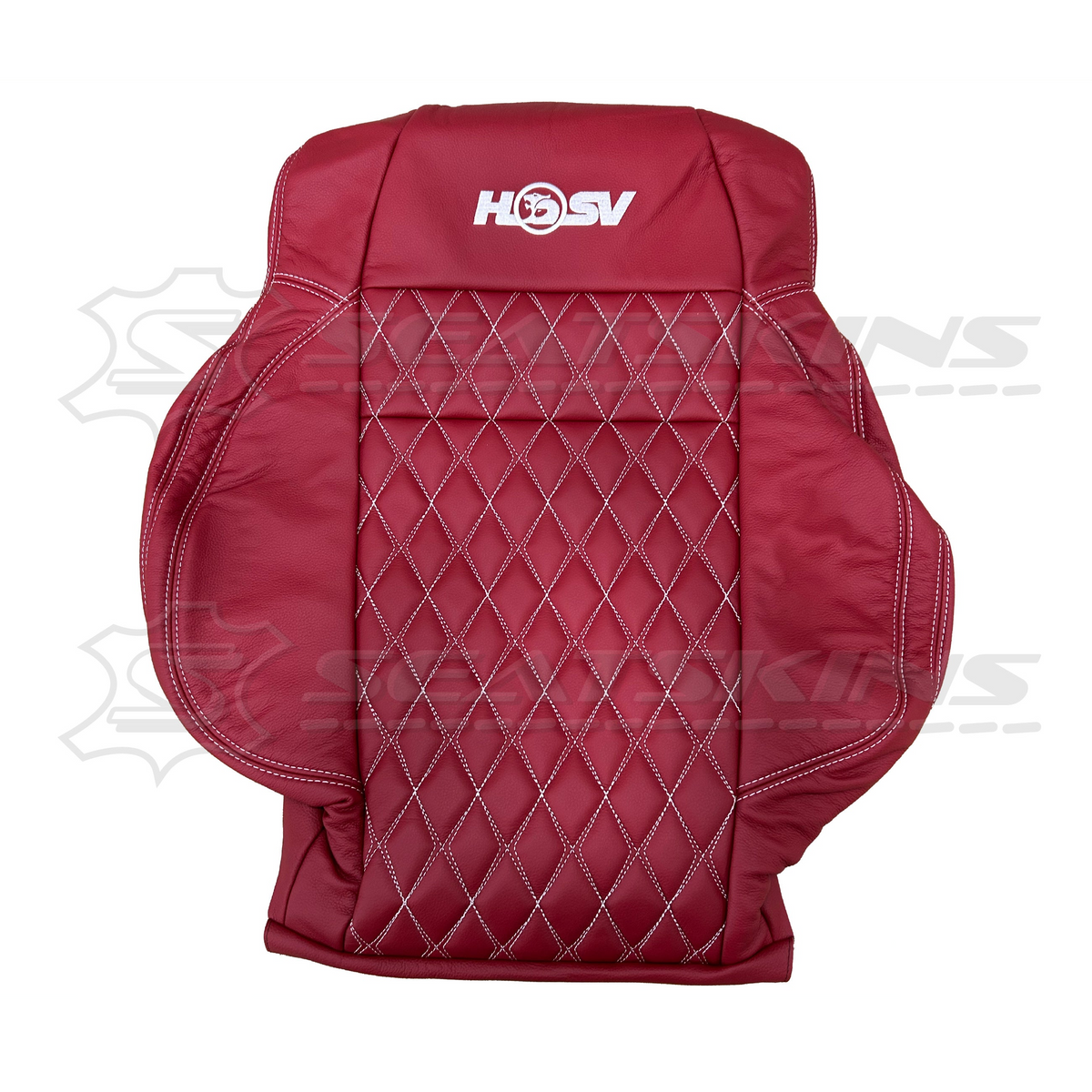 LEATHER SEATS TRIM KIT FOR 2 SEATS HSV COULSON RED LEATHER WHITE DIAMOND STITCH