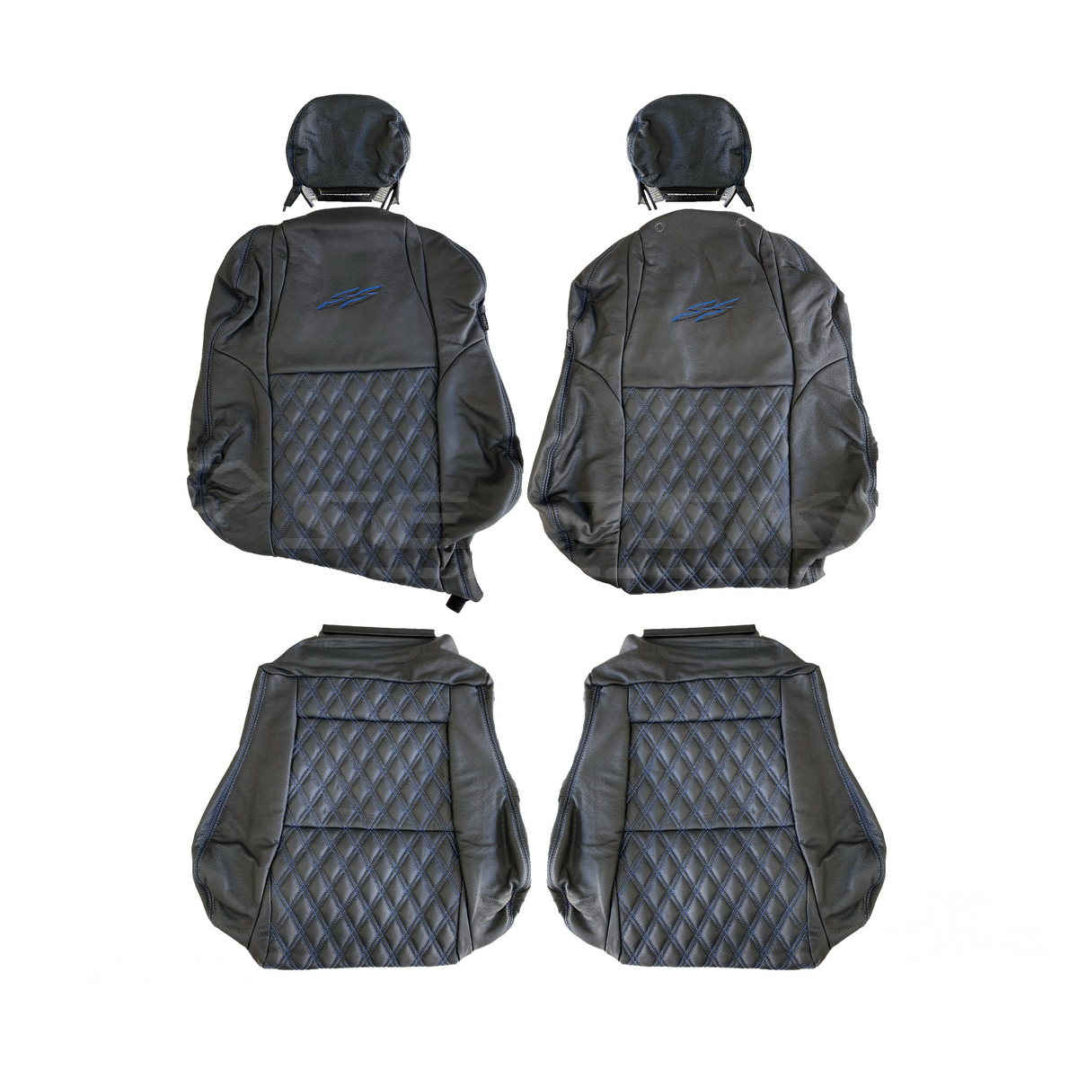 LEATHER SEATS TRIM KIT SKINS TO FIT HOLDEN VY S2 / VZ SS 5 SEATS BLUE DIAMOND STITCH