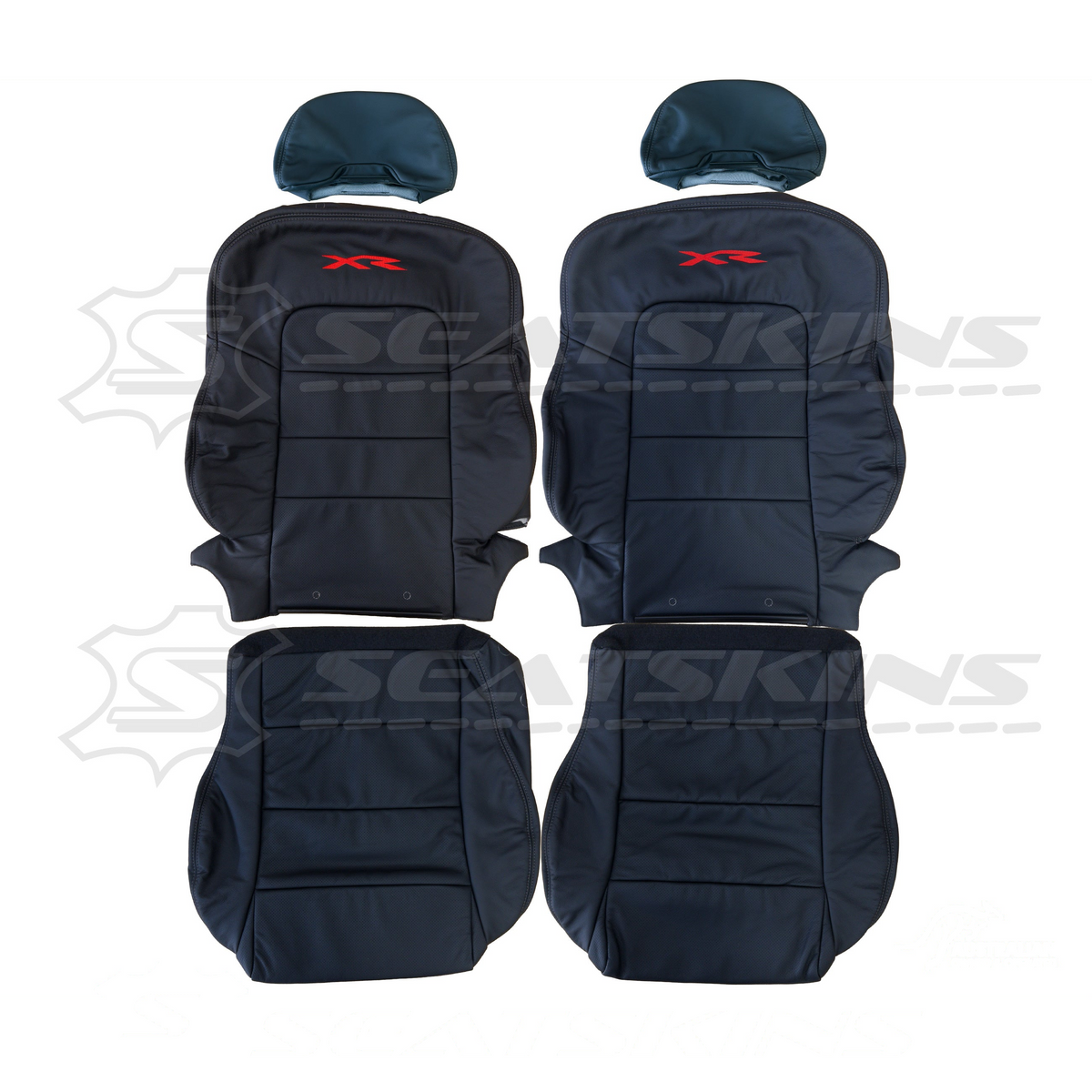 LEATHER SEATS TRIM KIT SKINS FOR FORD BA/BF FRONT 2 SEATS RED XR LOGO OEM STYLE