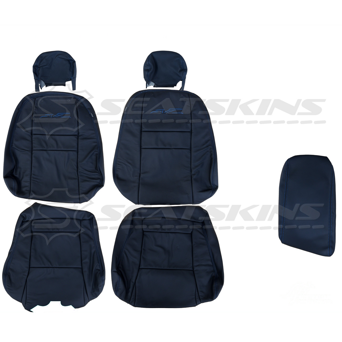LEATHER SEATS TRIM KIT FOR HOLDEN VZ SVZ 2 SEATS BLUE STITCHING SVZ LOGO