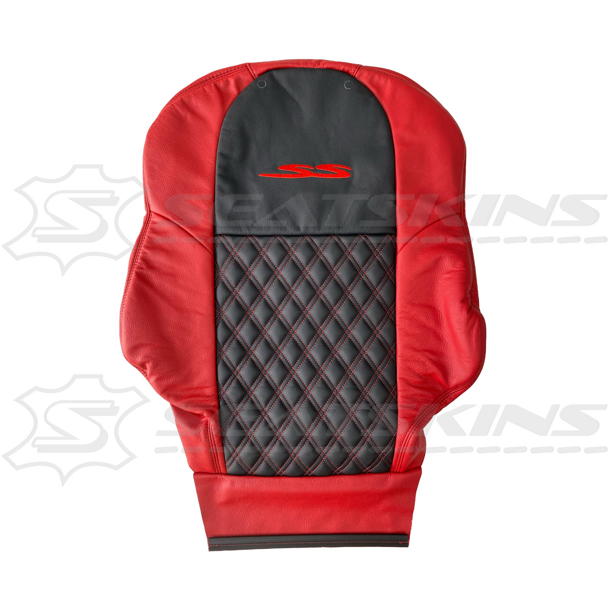 LEATHER SEATS TRIM KIT FOR VT/VX SS UTE 2 FRONT SEATS RED/BLACK DIAMOND STITCH