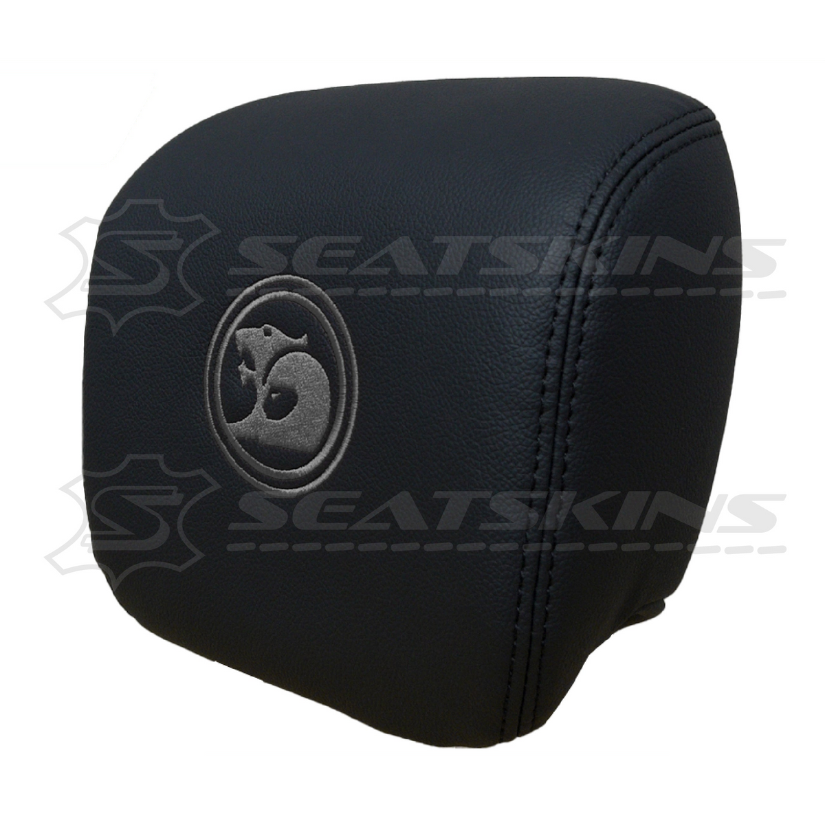 Headrest covers pair for VE SS/sv6 s2 onyx black leatherette custom HSV logo – product view 14