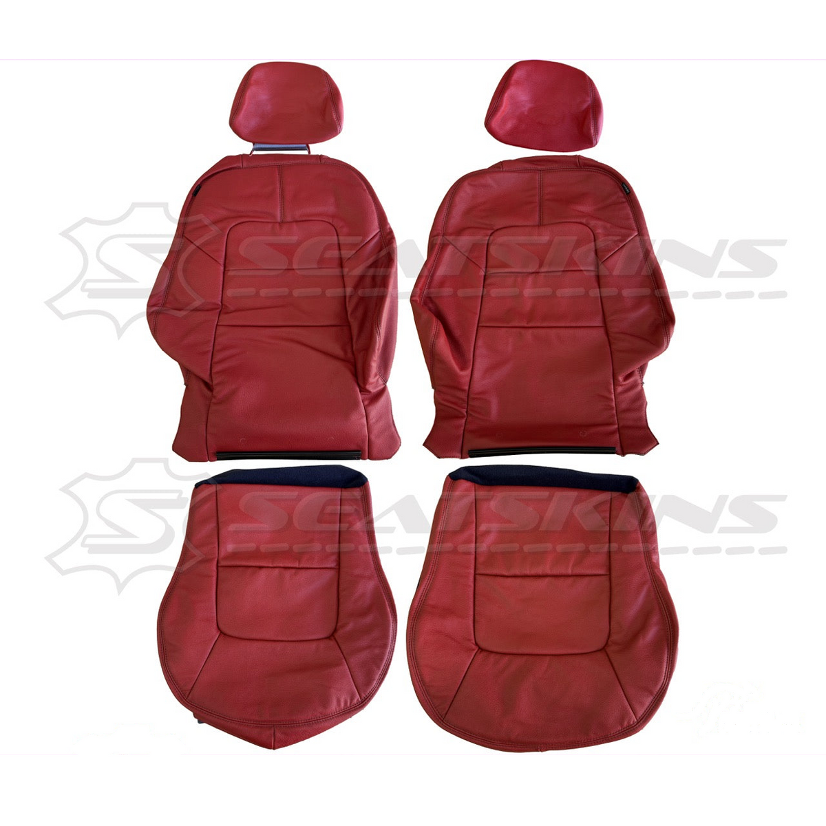 LEATHER SEATS TRIM KIT FOR FORD/FPV FORCE 8 RED LEATHER FACTORY STYLE 2 FRONT SEATS