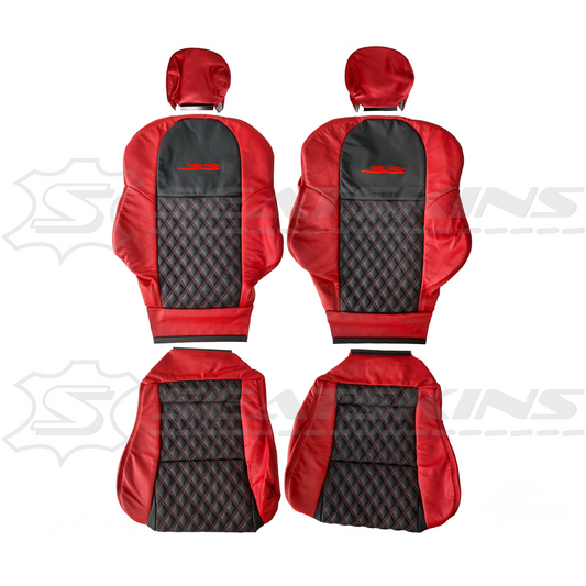 Replacement leather seat trim kit for vt/VX SS ute 2 front seats red/black diamond stitch
