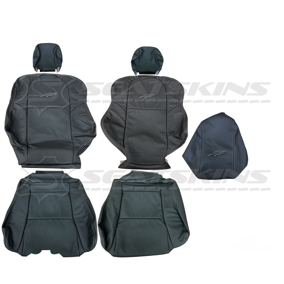 LEATHER SEATS TRIM KIT FOR HOLDEN VY SS SERIES 1 WHITE STITCHING 2 SEATS