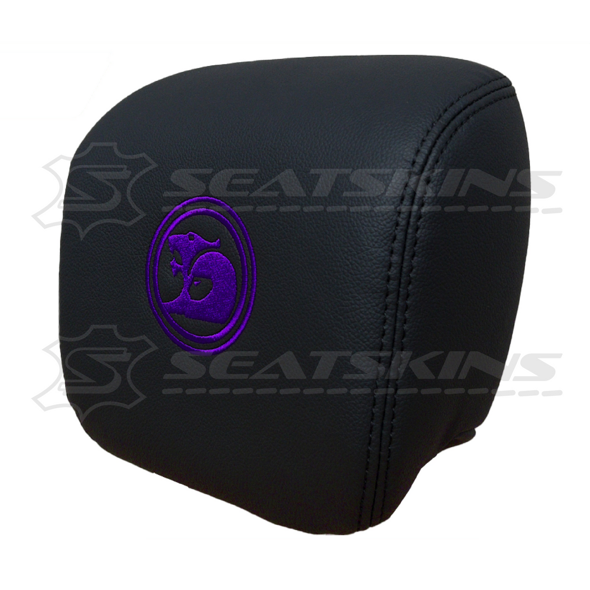 Headrest covers pair for VE SS/sv6 s2 onyx black leatherette custom HSV logo – product view 8