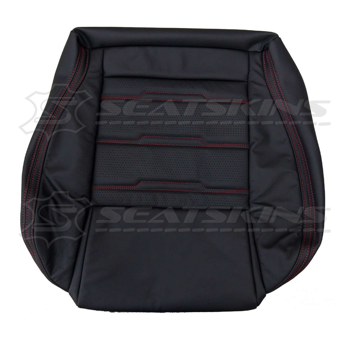 Replacement leather seat trim kit for HOLDEN VE SS ute onyx red special stitch inserts – product view 4