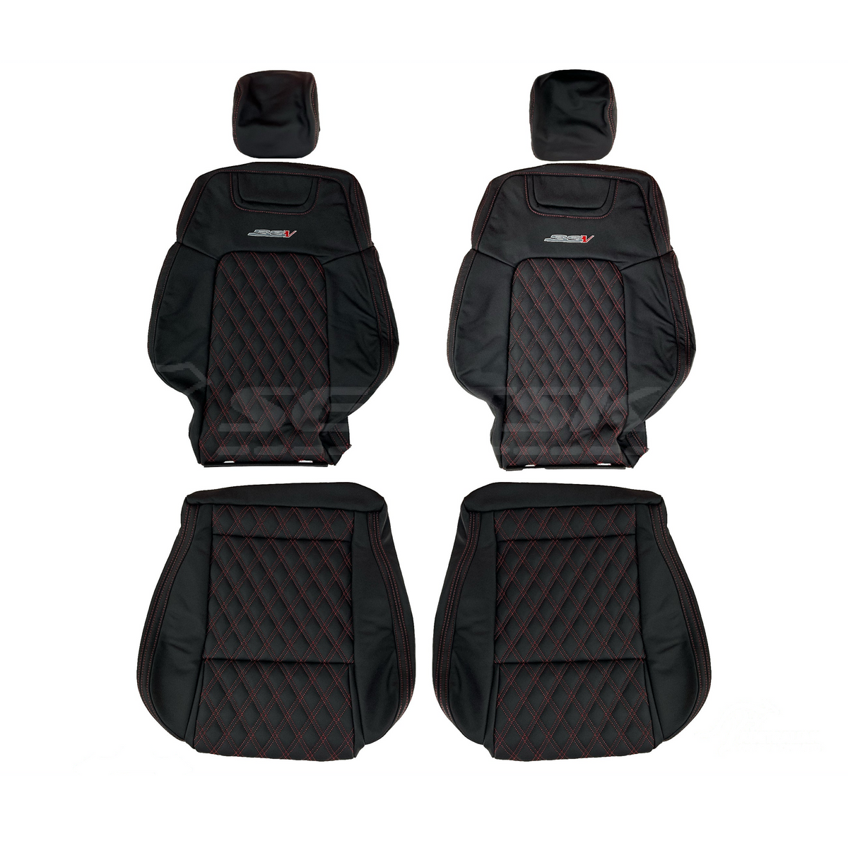 LEATHER SEATS TRIM KIT FOR HOLDEN VE SS SSV UTE ONYX WITH RED STITCHING