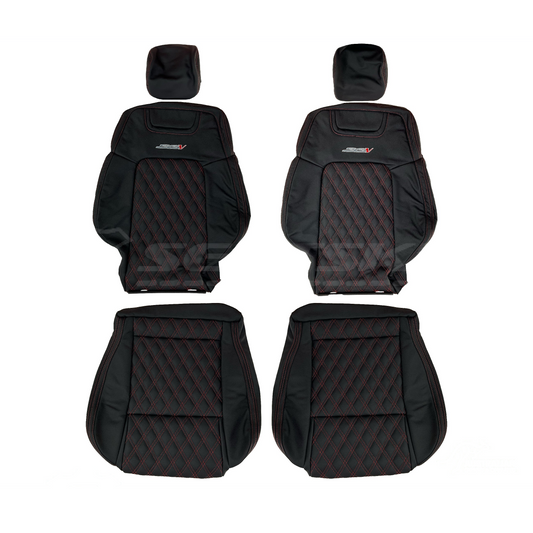 Replacement leather seat trim kit for HOLDEN VE SS SSV ute onyx with red stitching