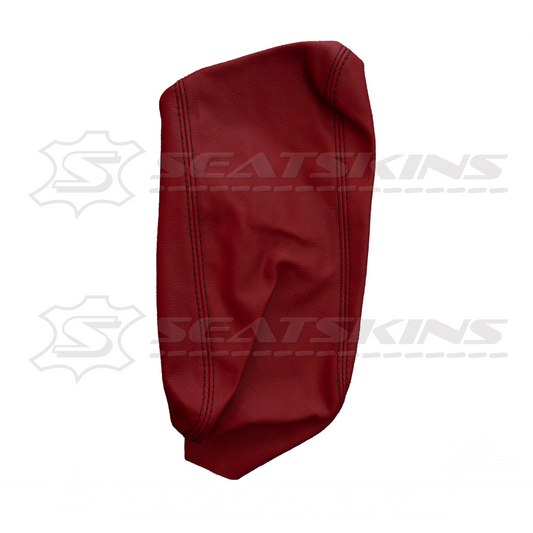 Console cover for VY/VZ red hot leather with black stitching.