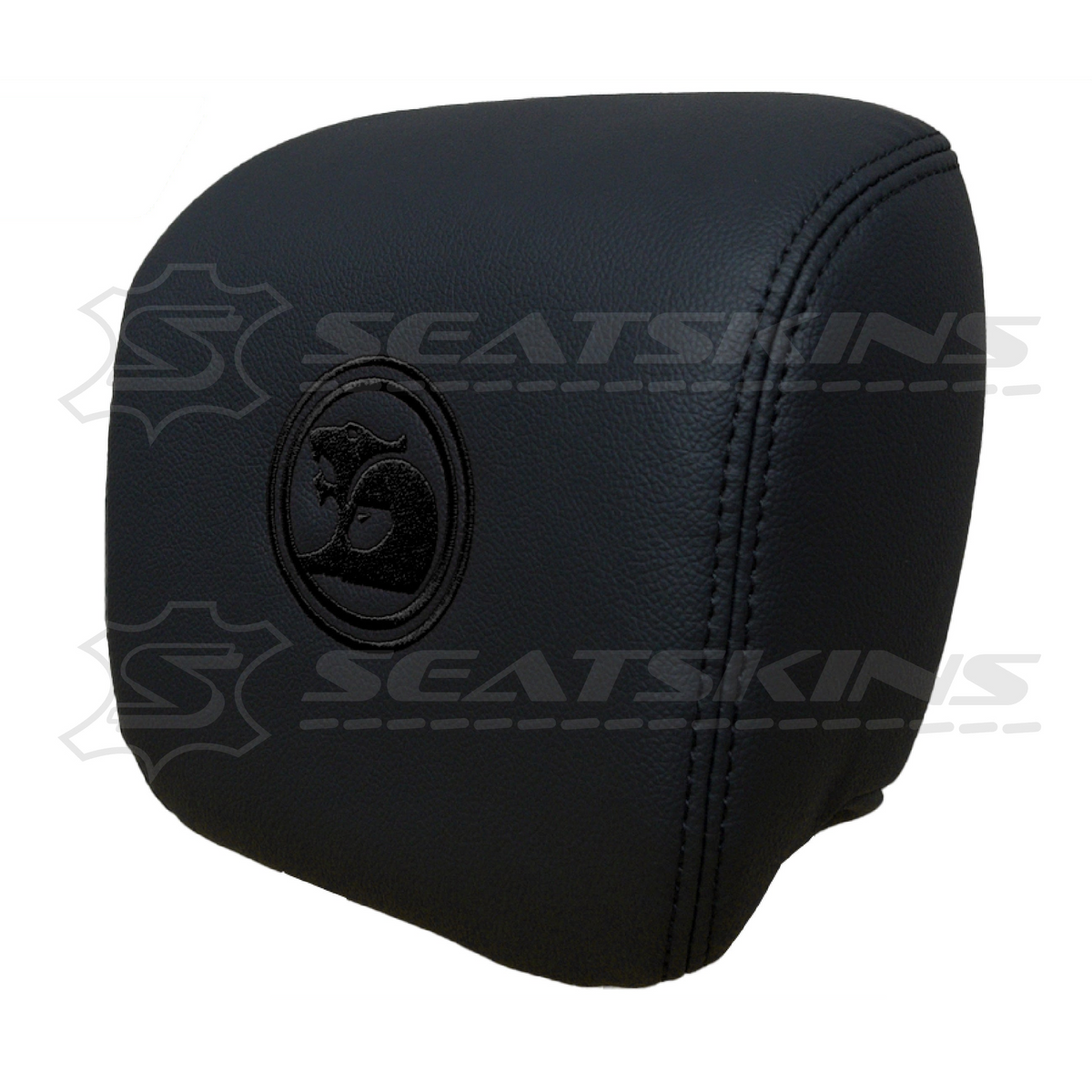 Headrest covers pair for VE SS/sv6 s2 onyx black leatherette custom HSV logo – product view 13