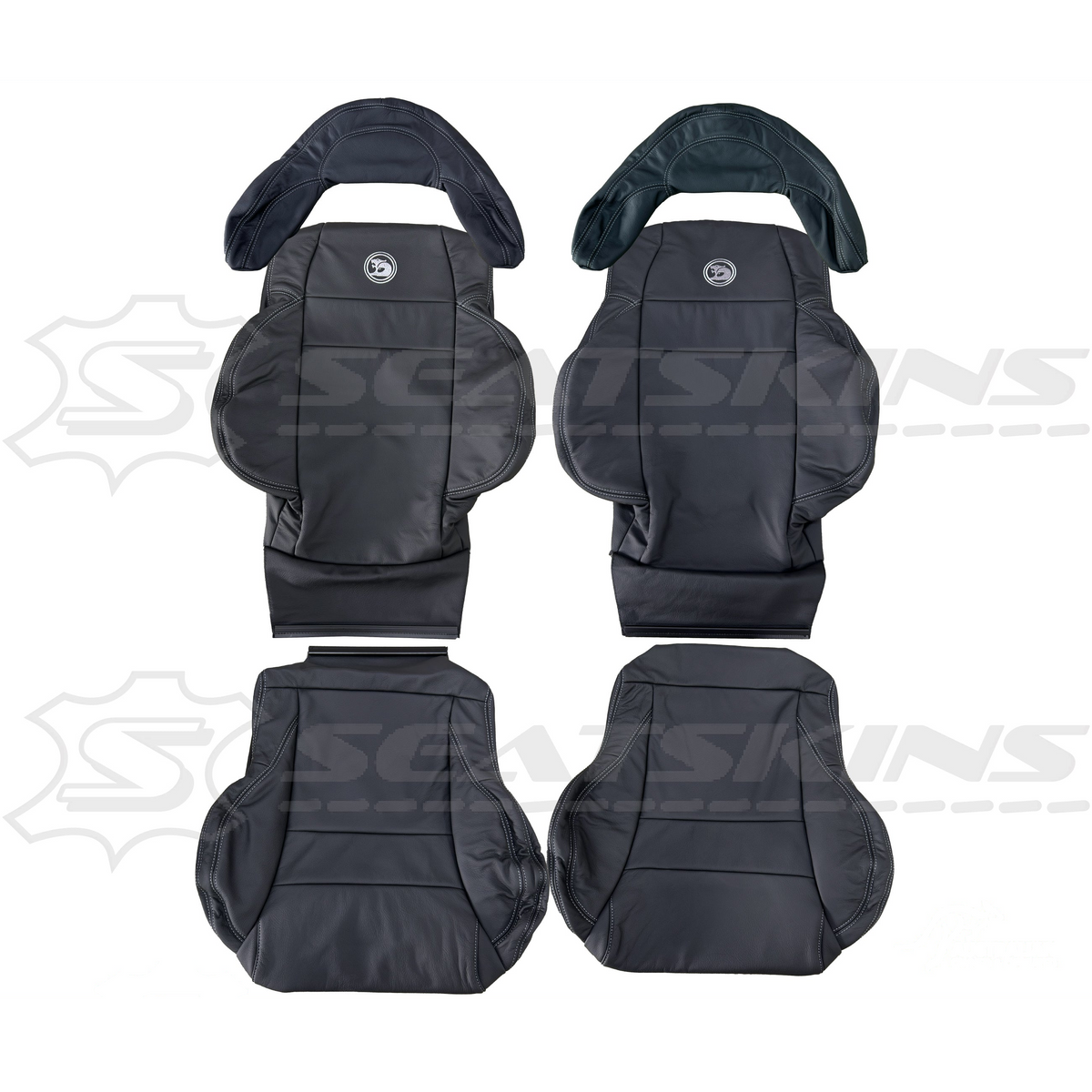 LEATHER SEATS TRIM KIT FOR HSV COULSON 2 SEATS BLACK WITH SILVER STITCH