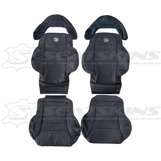 Replacement leather seat trim kit for HSV coulson 2 seats black with silver stitch