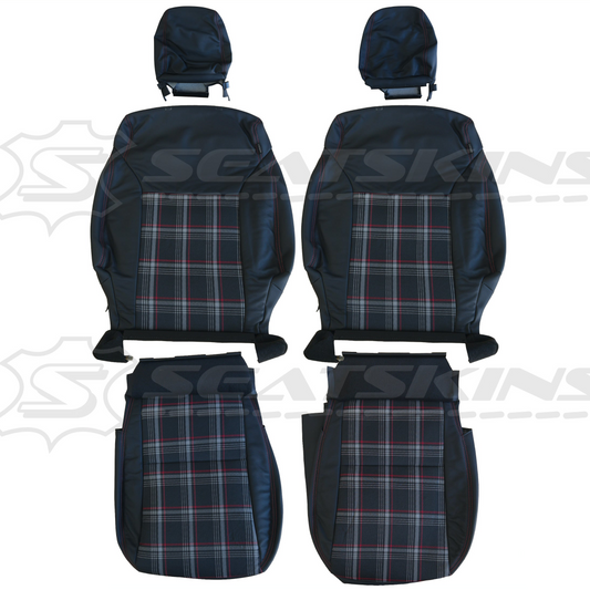 Replacement leather seat trim kit for suzuki jimny xl- black leather plaid insert – product view 5