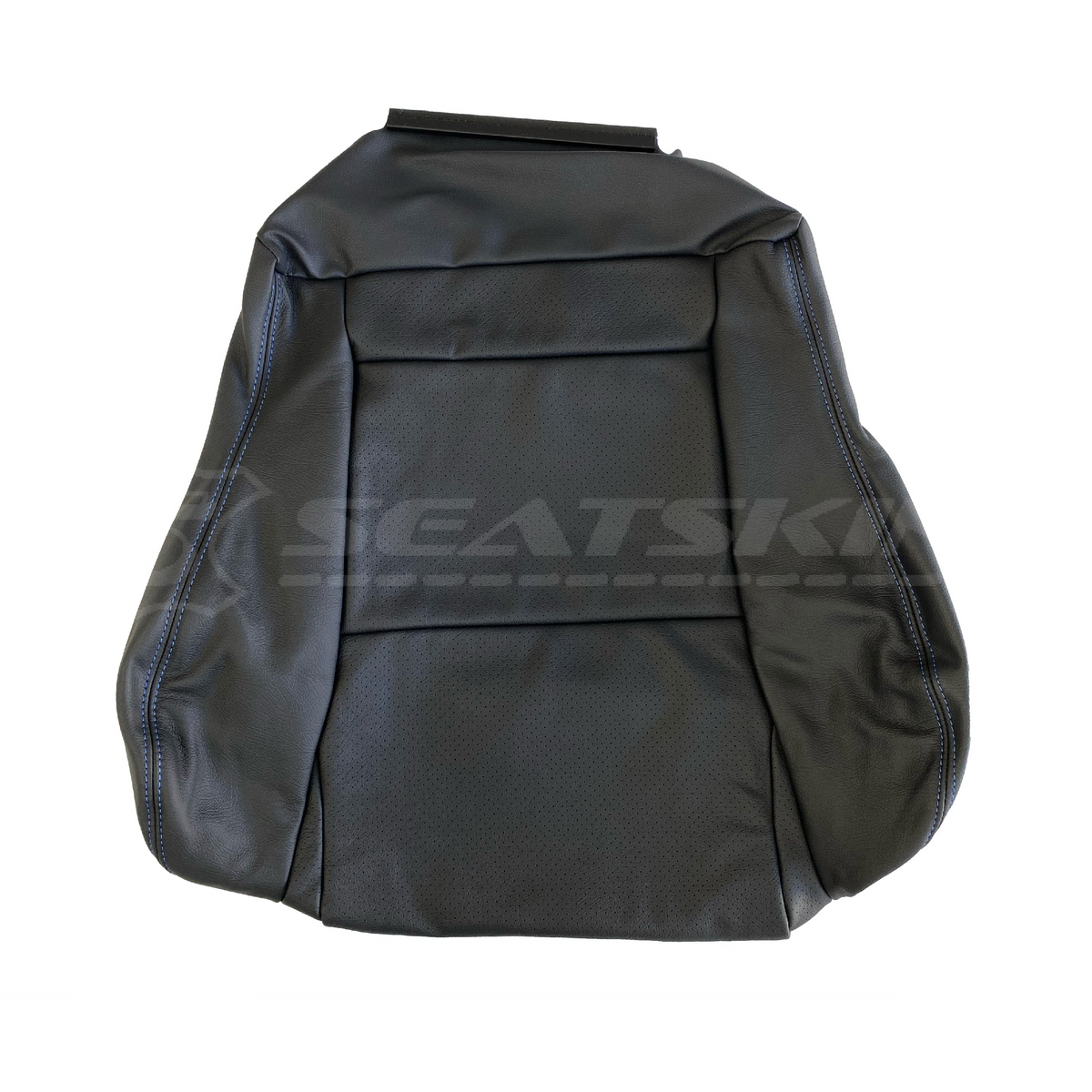 LEATHER SEATS TRIM KIT SKINS TO FIT HOLDEN VY S2 OR VZ SS 2 SEATS BLACK BLUE STITCH