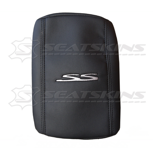 Console cover for VE/VF low height shape onyx silver SS black twin needle stitching.