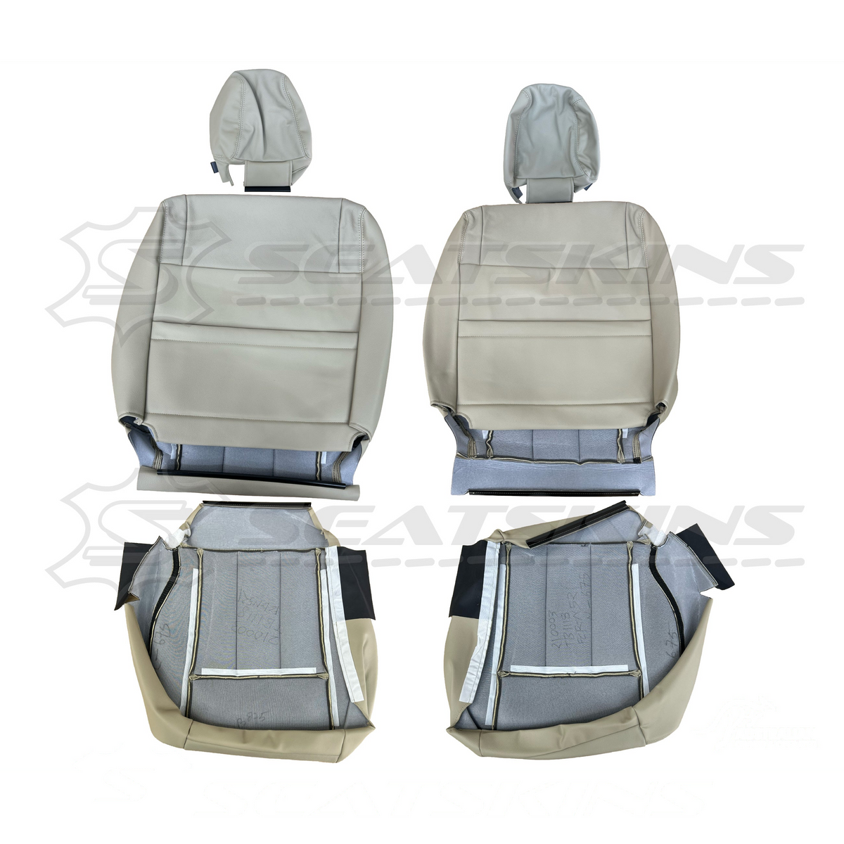 LEATHER SEATS TRIM KIT FOR TOYOTA 100 SERIES LIGHT BEIGE 2 FRONT SEATS GX/GXL