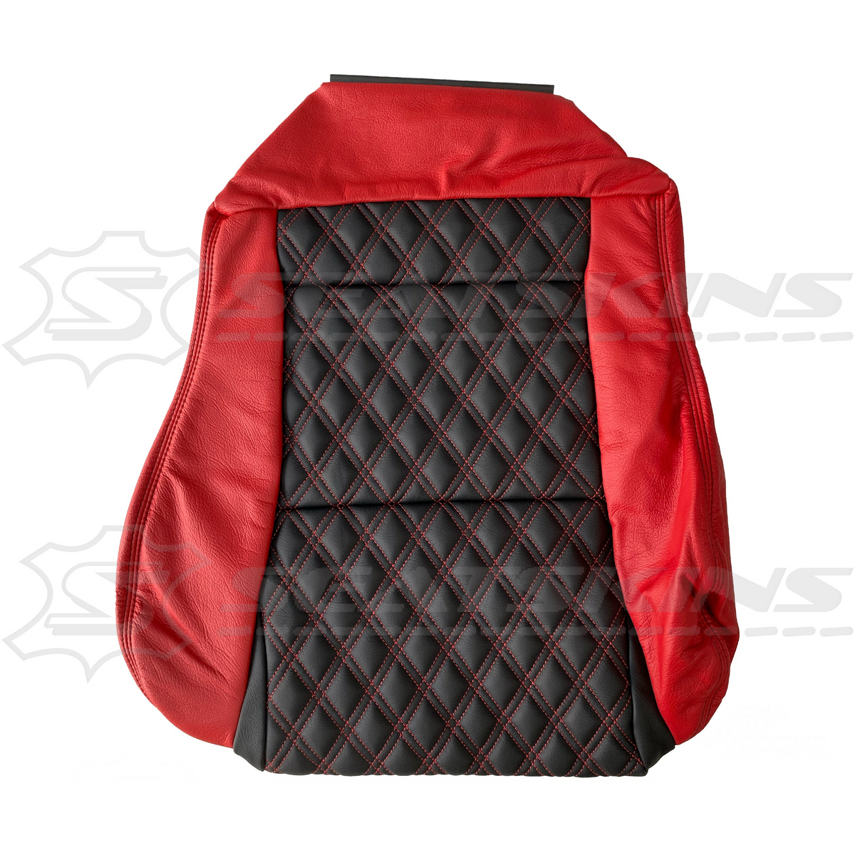 LEATHER SEATS TRIM KIT FOR VT/VX SS UTE 2 FRONT SEATS RED/BLACK DIAMOND STITCH