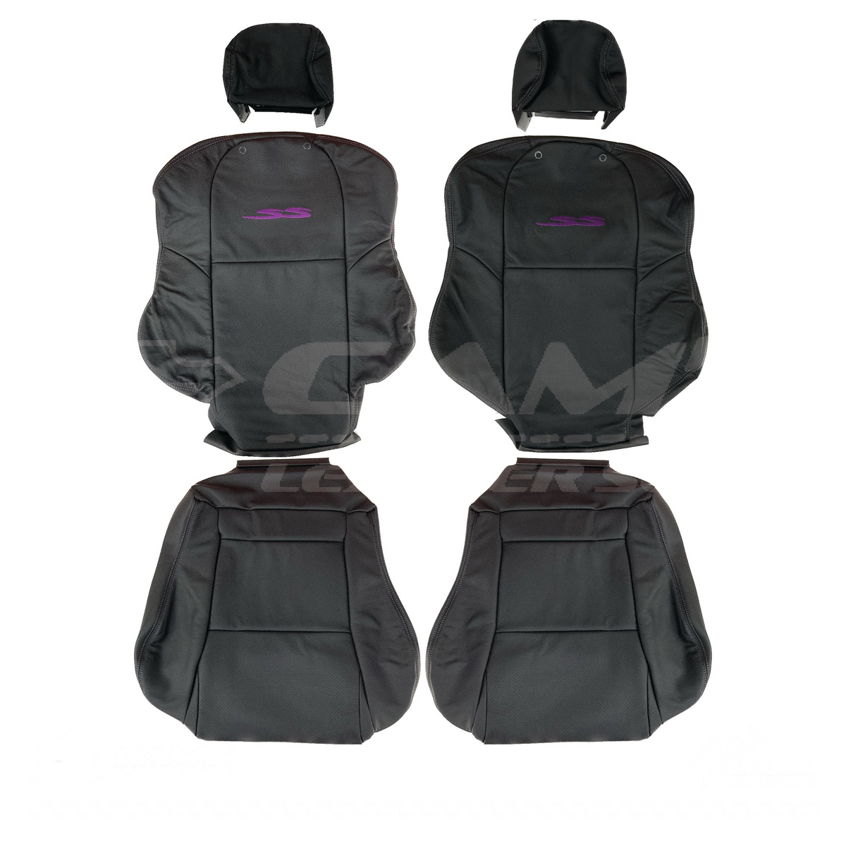 LEATHER SEATS TRIM KIT FOR HOLDEN VT/VX SS UTE BLACK WITH PURPLE STITCHING