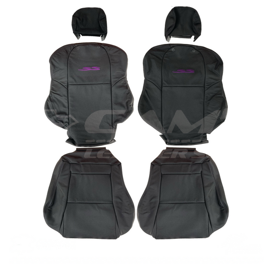 Replacement leather seat trim kit for HOLDEN vt/VX SS ute black with purple stitching