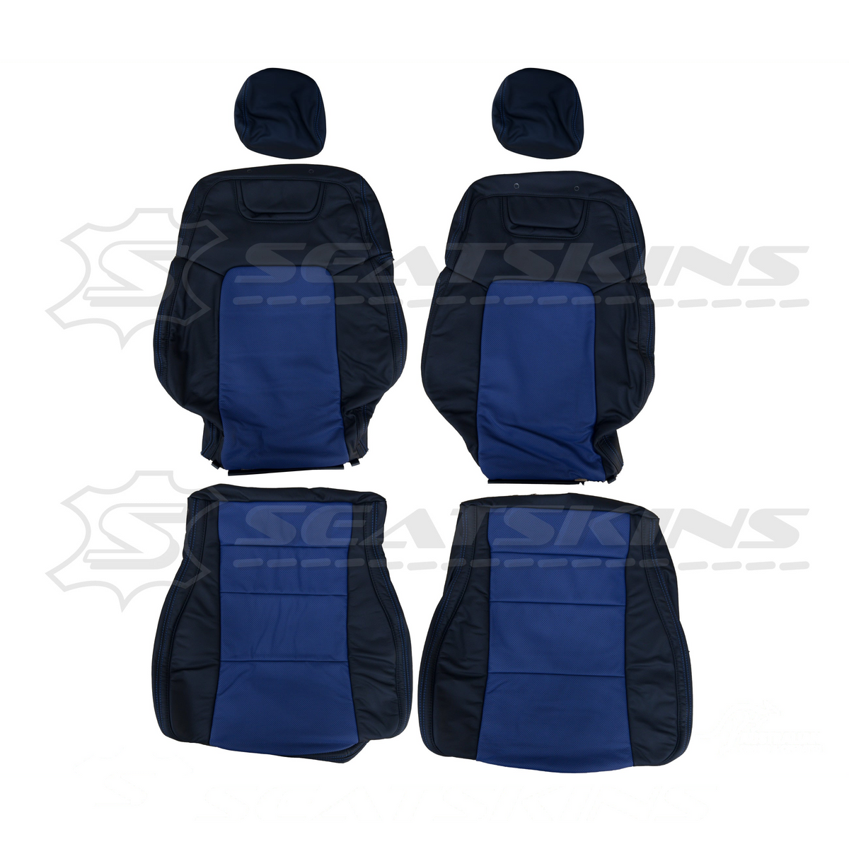 LEATHER SEATS TRIM KIT FOR HOLDEN VE CLUBSPORT 2 SEATS BLUE INSERTS BLUE STITCHING