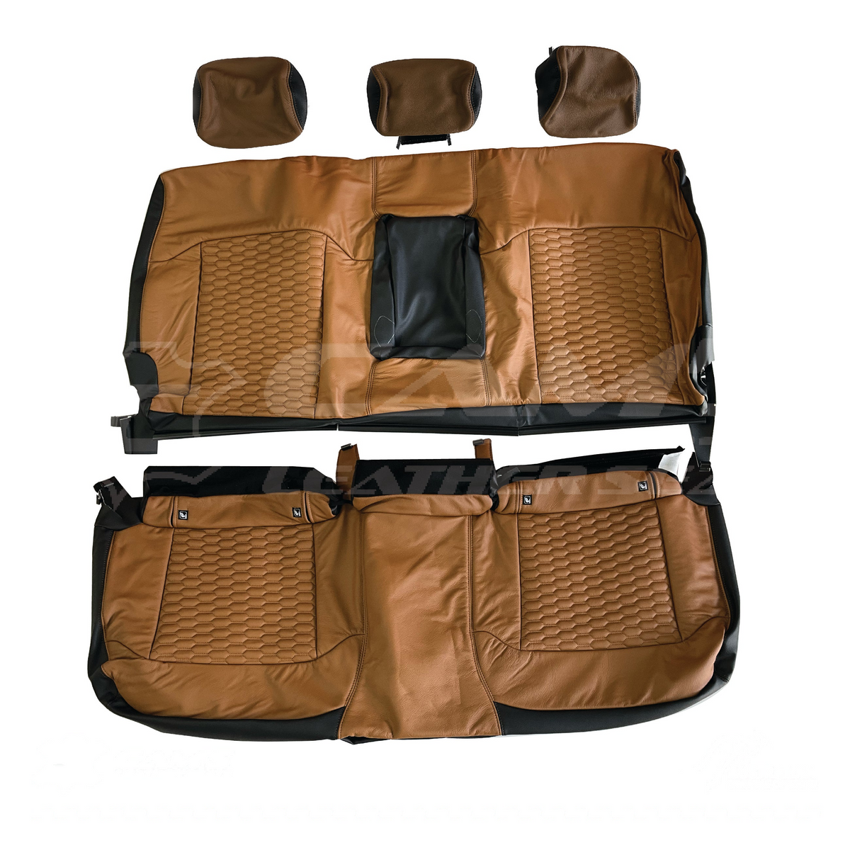 LEATHER SEATS TRIM KIT FOR FORD RANGER XLT 2023 FRONT & REAR SEATS TAN/BLACK