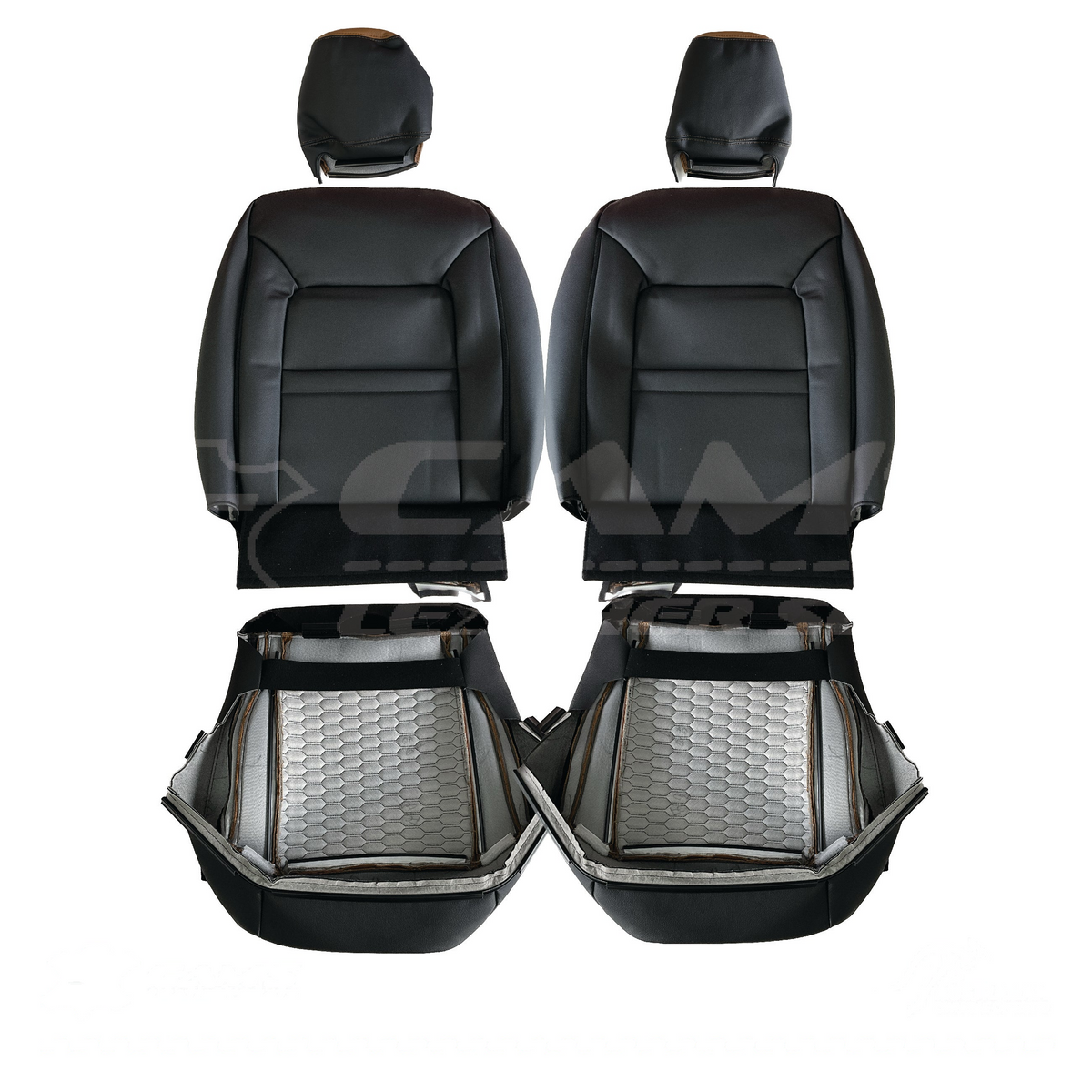 LEATHER SEATS TRIM KIT FOR FORD RANGER XLT 2023 FRONT & REAR SEATS TAN/BLACK