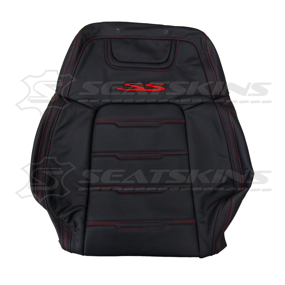 Replacement leather seat trim kit for HOLDEN VE SS ute onyx red special stitch inserts – product view 3