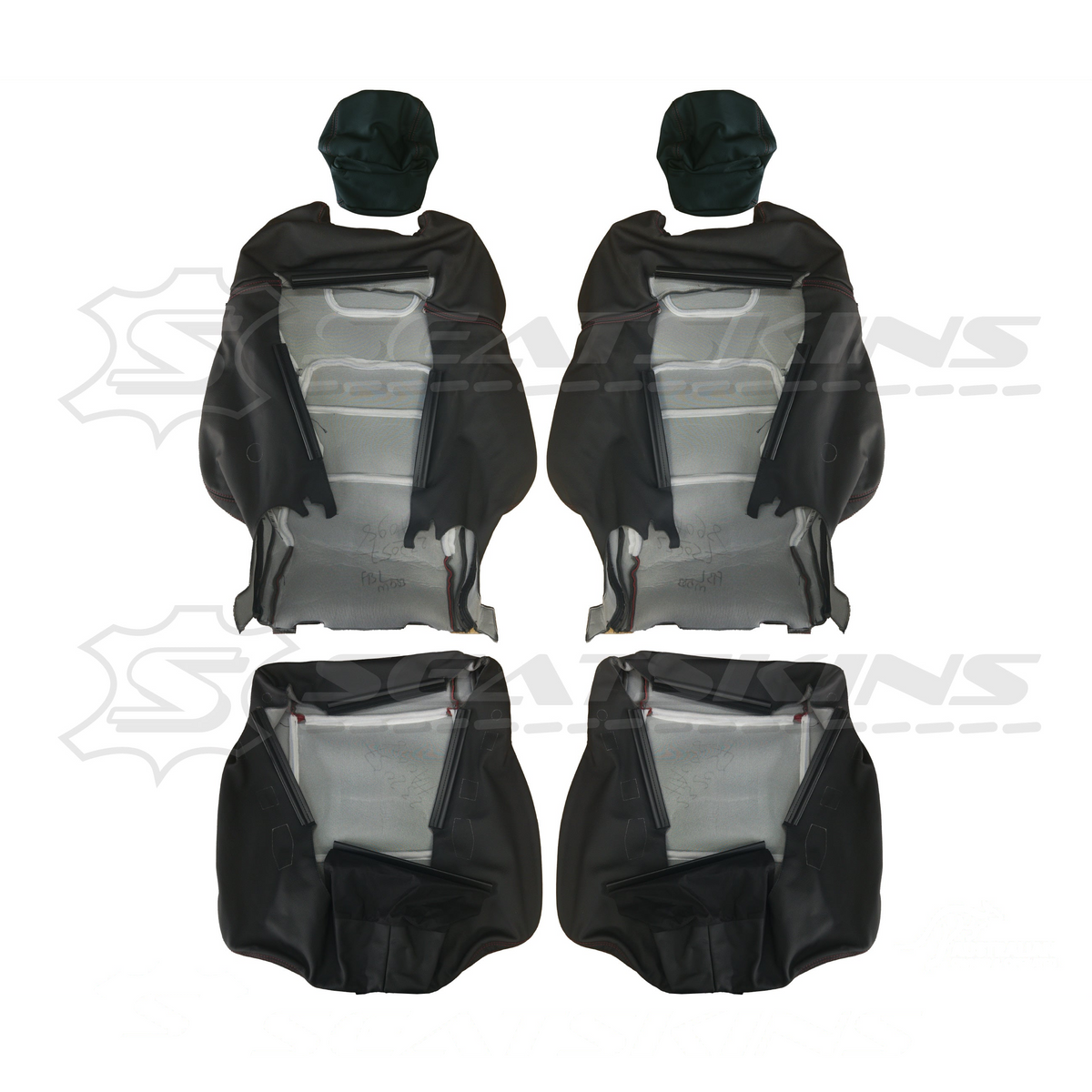 LEATHER SEATS TRIM KIT FOR VE SS SSV GTS STYLE ONYX & RED HOT INSERTS 2 SEATS