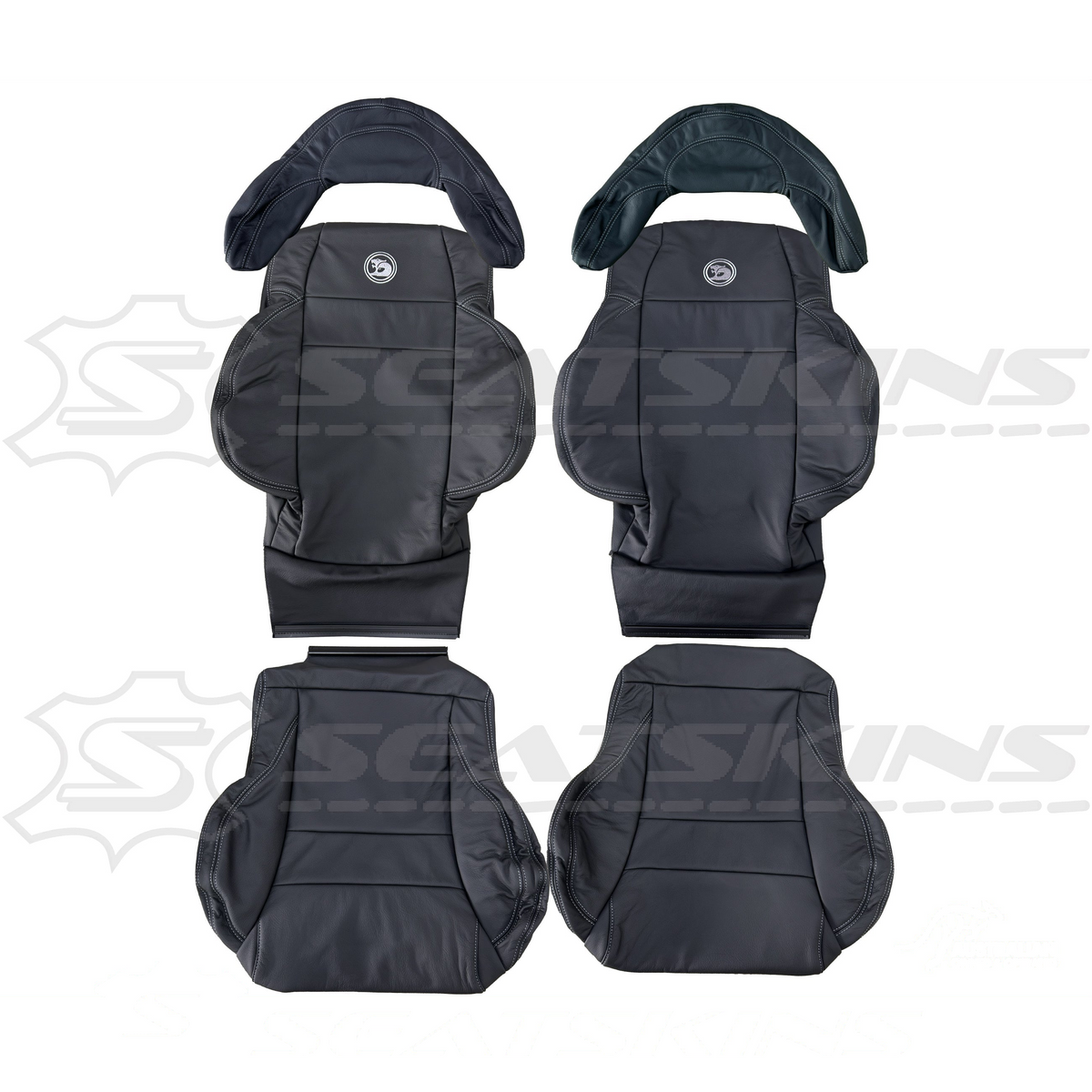 LEATHER SEATS TRIM KIT FOR HSV COULSON 2 SEATS BLACK WITH SILVER STITCH