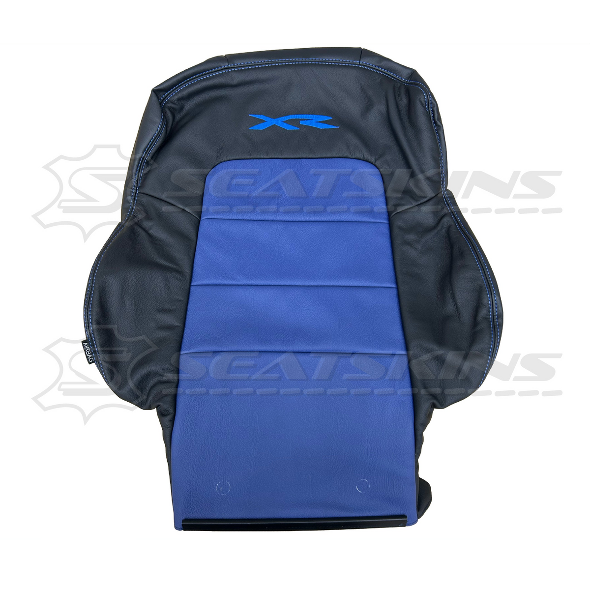 LEATHER SEATS TRIM KIT SKINS FOR FORD BA/BF FALCON FRONT 2 SEATS BLUE XR LOGO BLUE INSERTS
