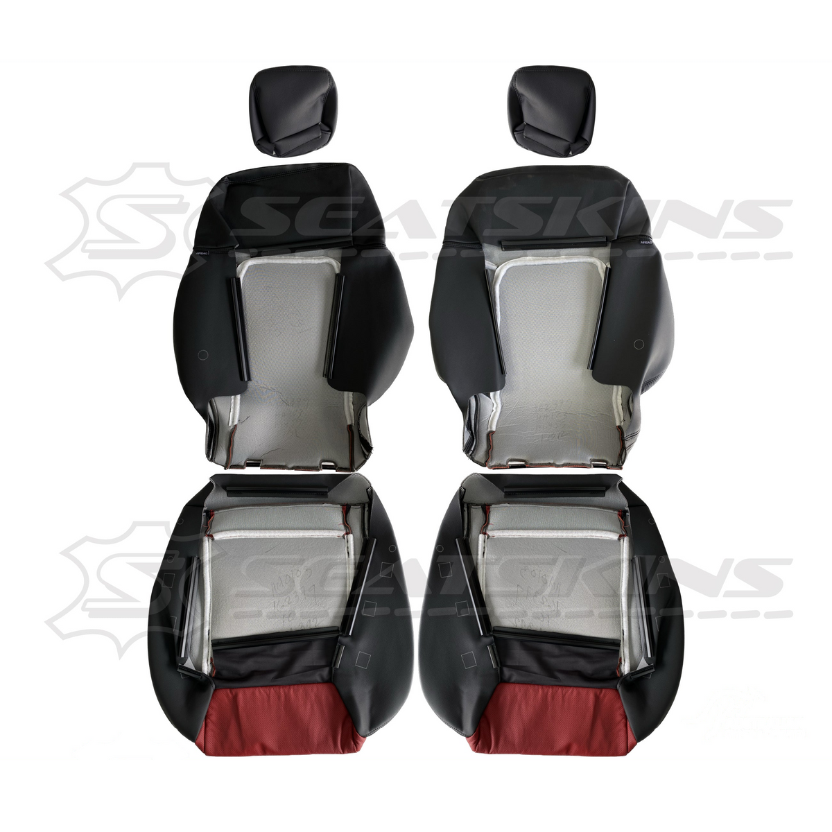 LEATHER SEATS TRIM KIT FOR VE SS SSV SEATS ONYX & RED HOT INSERTS 2 SEATS