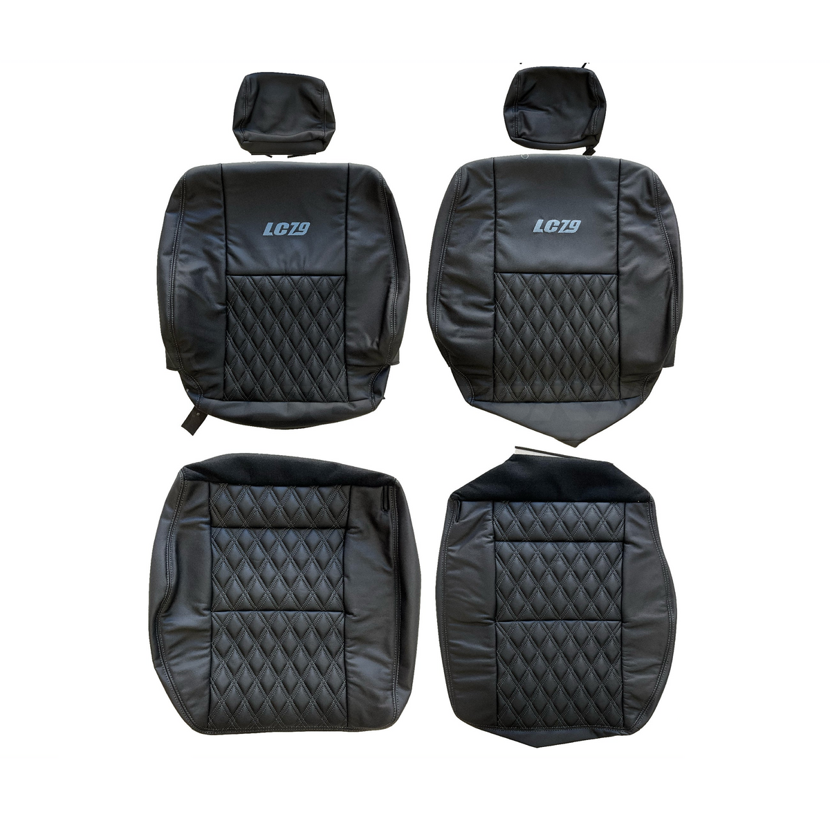 LEATHER SEATS TRIM KIT FOR TOYOTA LANDCRUISER 79 SERIES BLACK CUSTOM STITCH