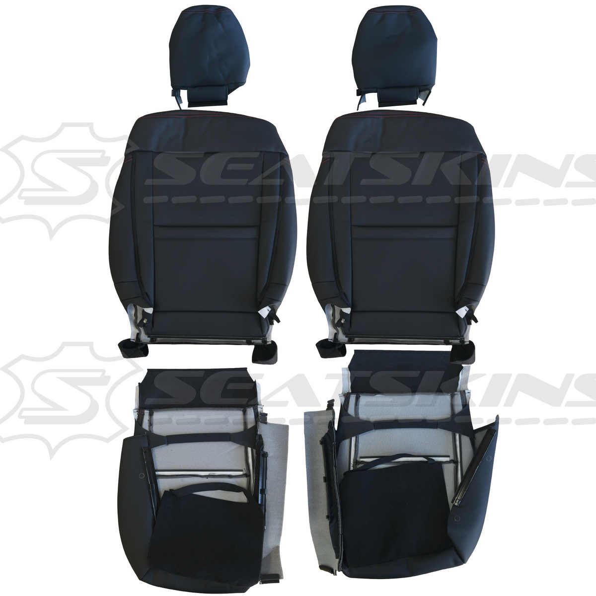 Replacement leather seat trim kit for suzuki jimny xl- black leather plaid insert – product view 6