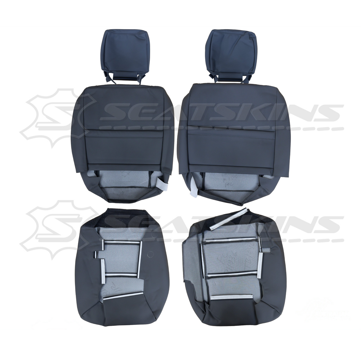 LEATHER SEATS TRIM KIT FOR TOYOTA LANDCRUISER 79 SERIES DARK GREY FRONT 2 SEATS