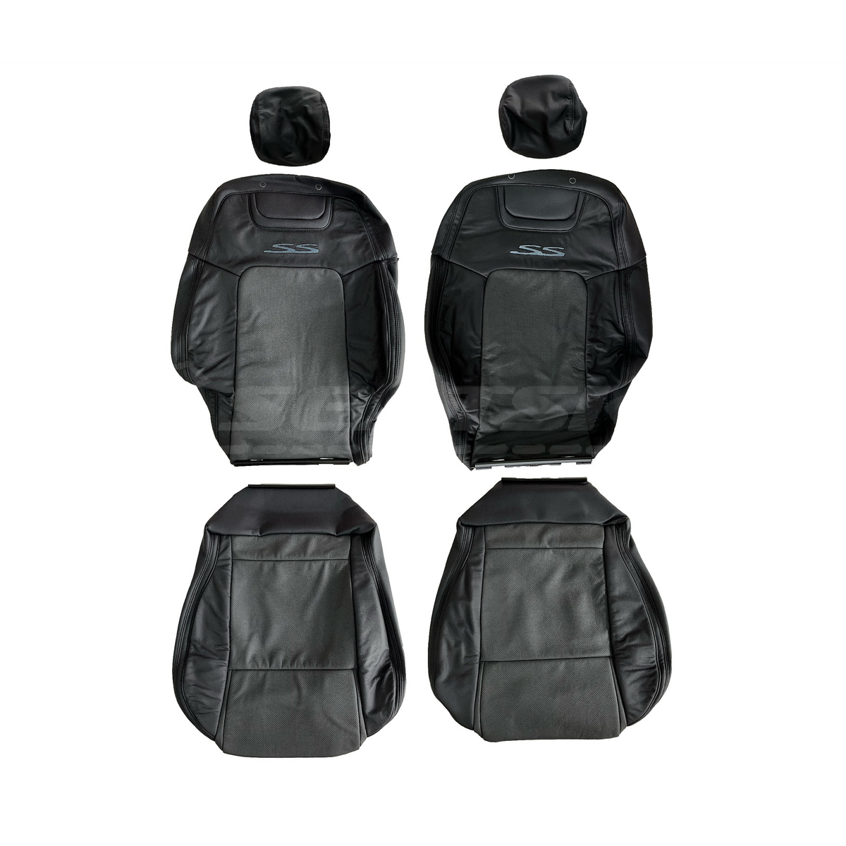 LEATHER SEATS TRIM KIT FOR VE SS 2 FRONT SEATS OR UTE ONYX & GREY PERF INSERTS