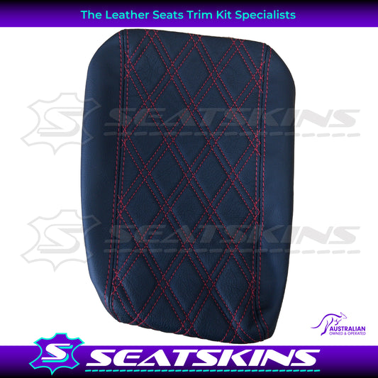 CONSOLE COVER FOR HOLDEN VY/VZ ANTHRACITE WITH RED DOUBLE DIAMOND STITCHING