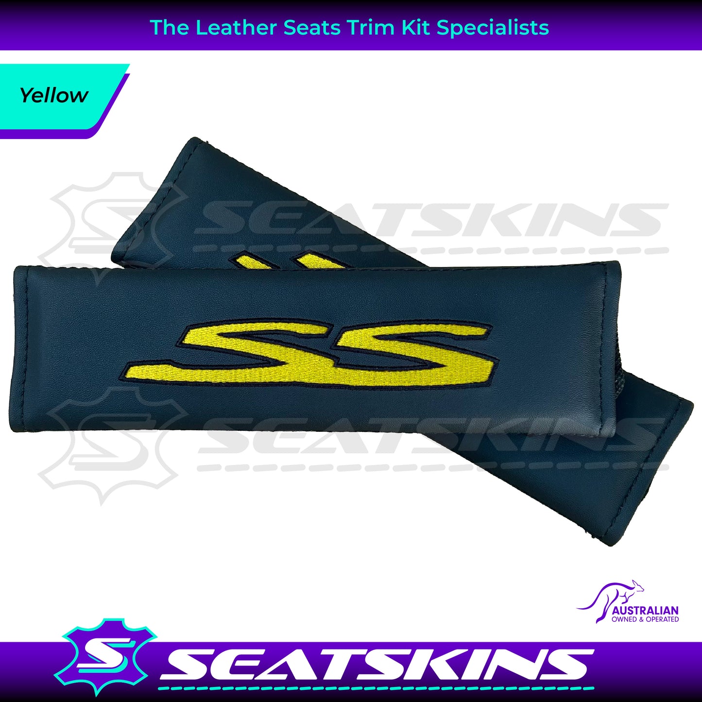 SEATBELT SHOULDER PADS  FOR HOLDEN VE SS LOGO EMBROIDERED CHOOSE COLOUR